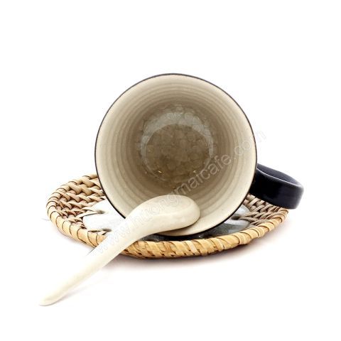 Pottery textured Mug with design rattan dish 