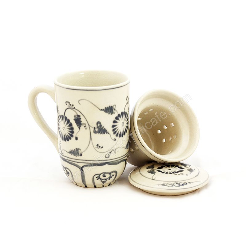 Mug Tea & Filter Set - Blue Chrysanthemum Flower 